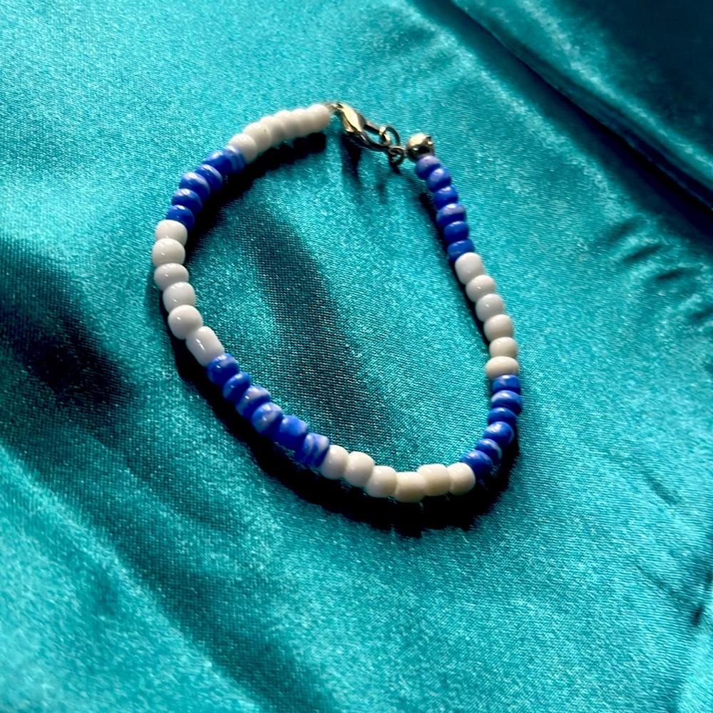 Blue and white bracelet